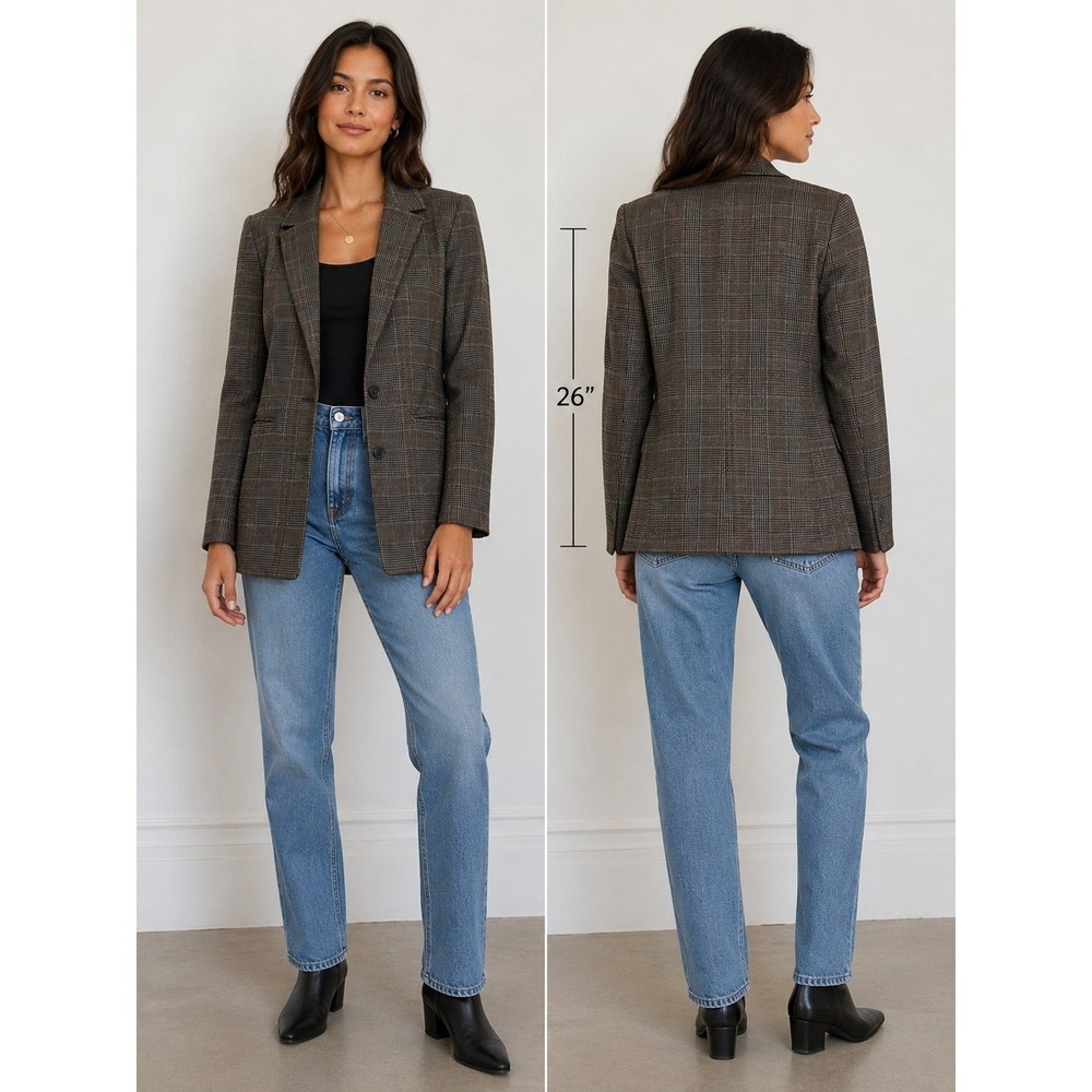 Old Navy Blazer Womens XS Brown Plaid Jacket Business Casual Officecore Workwear